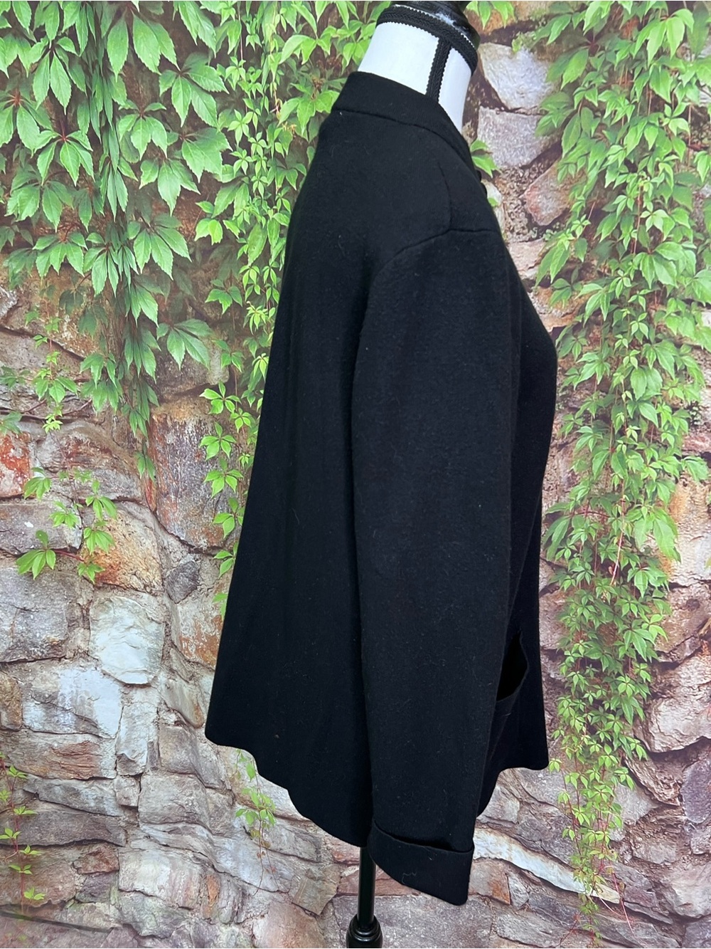 H BY HALSTON Black Jacket Cut Cardigan Quiet Luxury Minimalist, XL - Picture 9 of 12